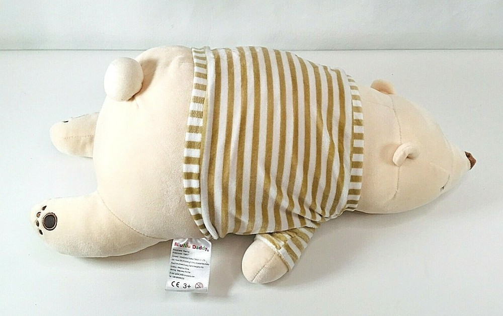 Niuniu Daddy Cream POLAR BEAR Squishy Soft Stripe Shirt Pillow Stuffed Plush 18
