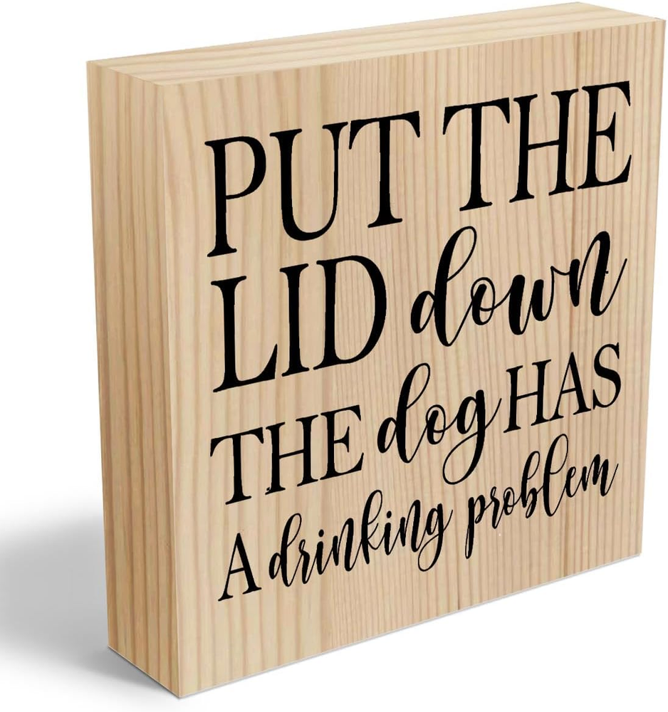 Funny Bathroom Quotes Wooden Sign - Humorous Decor for Home & Farmhouse