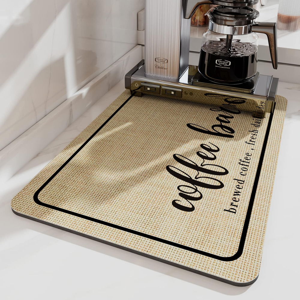 -Coffee Mat-Hide Stain Absorbent Rubber Backed Quick Drying Mat for Kitchen Coun