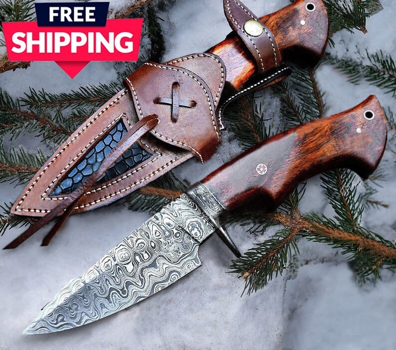 Fixed Blade Hunting knife Full Tang Combat Tactical SURVIVAL Wood Handle Knife