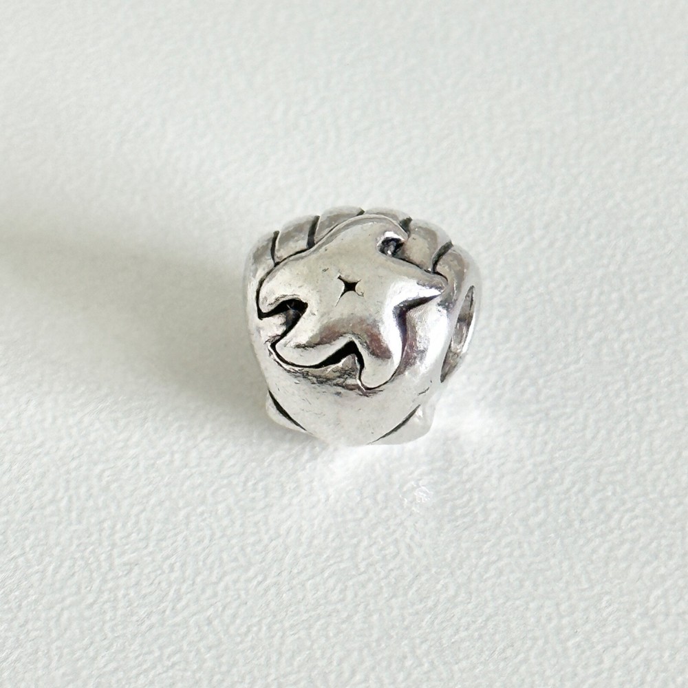 925 Sterling Silver Sea Shell & Starfish Charm - Ocean Theme Bead