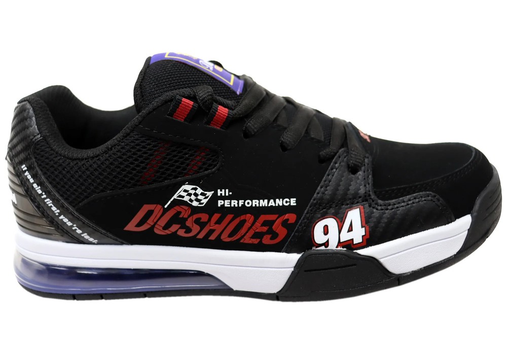DC Shoes Mens Comfortable Leather Versatile Shoes Black Black Red