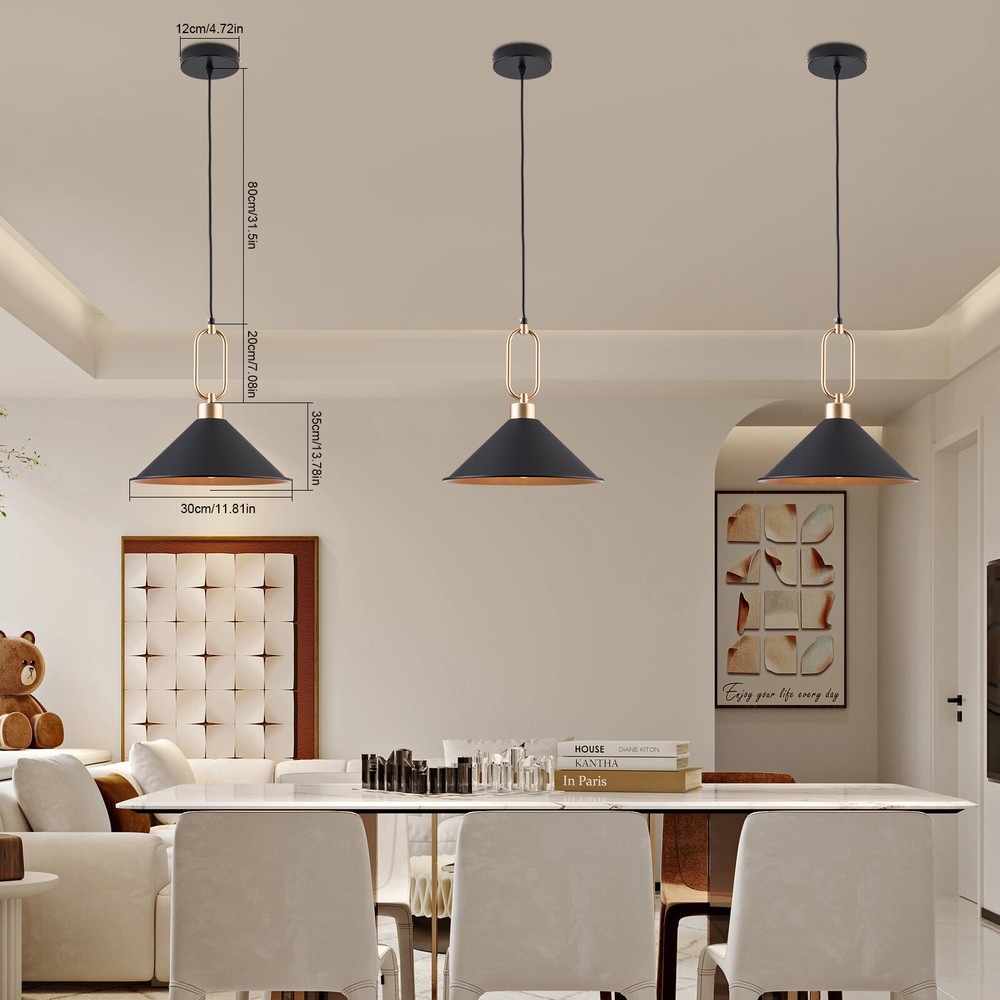 3X Black Kitchen Pendant Light Home Bar Ceiling Lamp Chandelier Lighting Fixture