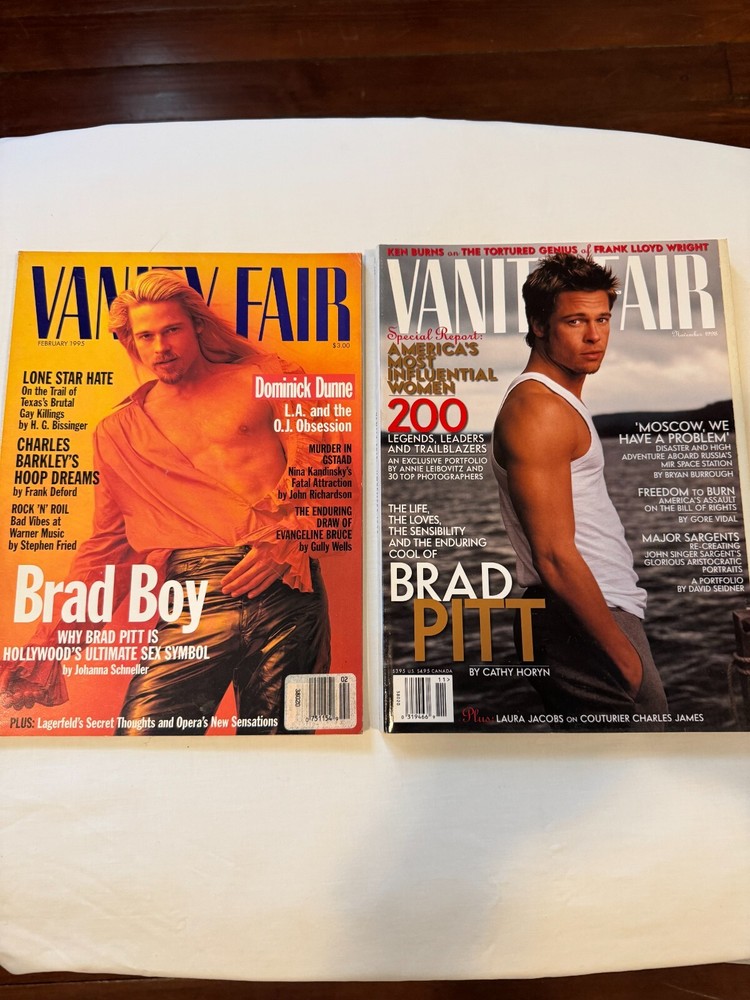 Brad Pitt Vanity Fair Magazine Collection - Rare 1995 & 1998 Cover Issues