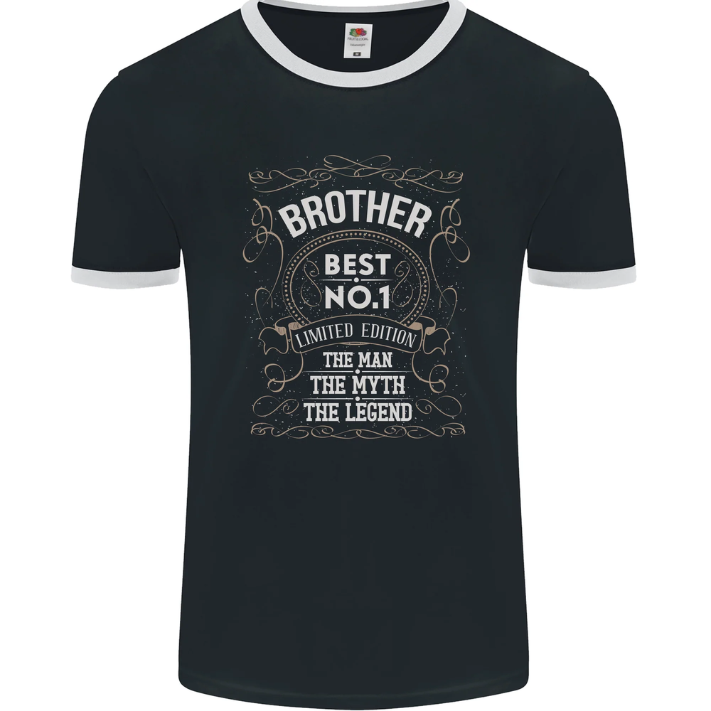 Fathers Day No 1 Brother Man Myth Legend Mens Ringer T-Shirt FotL-image