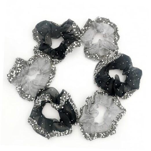 6-Pack Soft Silk Chiffon Scrunchies for Women Medium Hair Ties