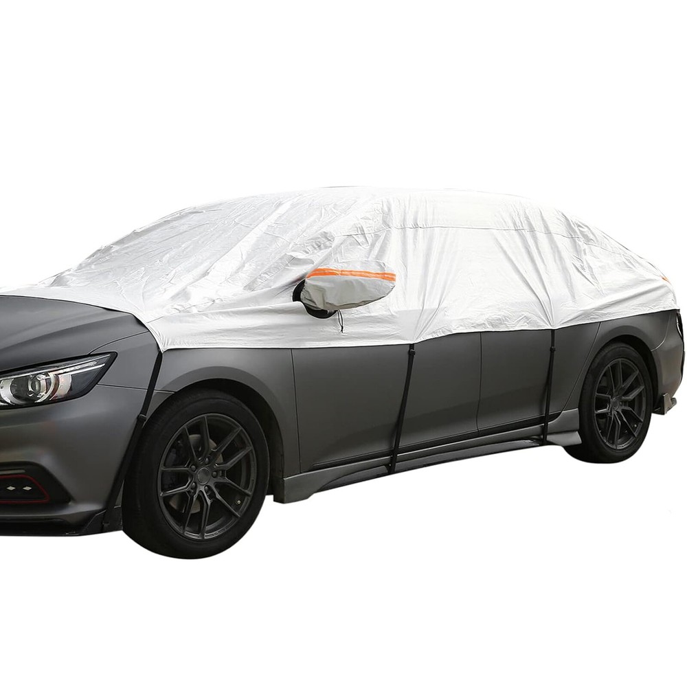 Half Car Cover PEVA+Cotton Windshield Snow Cover Fit Sedan SUV Waterproof B6D9