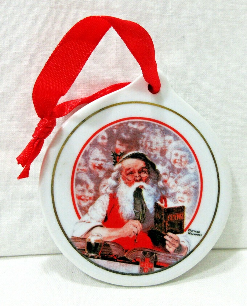 Vintage 1998 JC Penney Santa's Children Porcelain Ornament with Rockwell Art-image