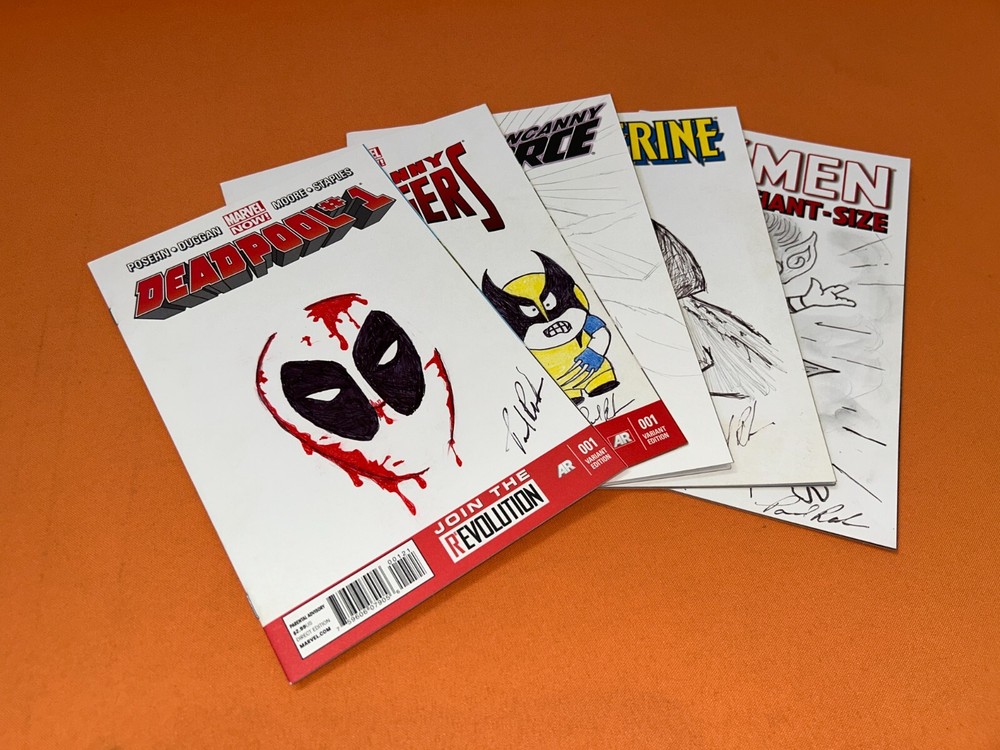 Paul Rowden X-Men Wolverine Sketch Covers Lot of 5 Original Marvel Comics Art