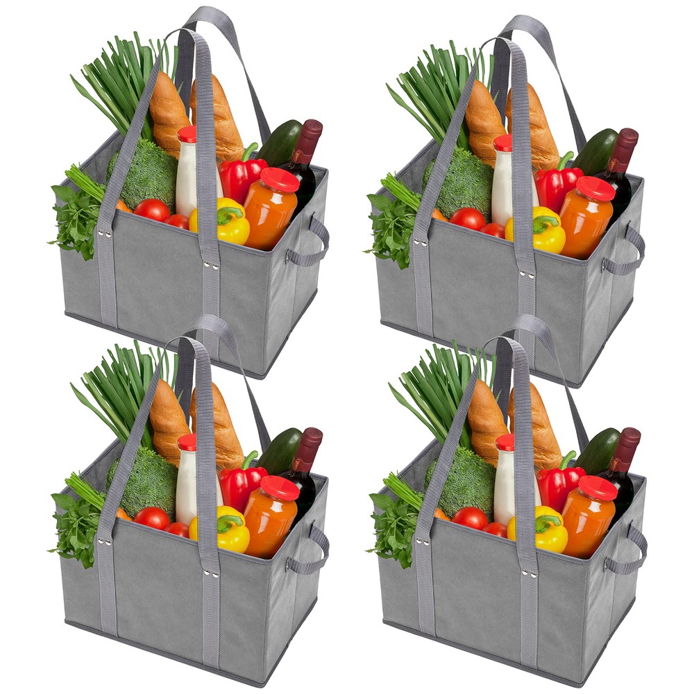Heavy Duty 4pk Reusable Grocery Tote Bags Large Shopping Carryall