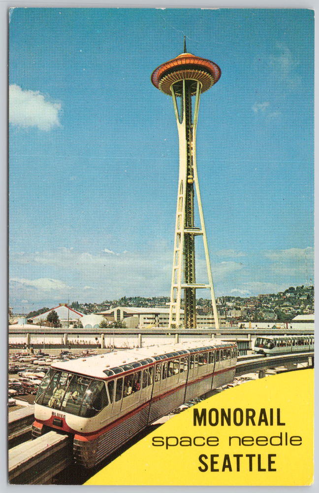 Vintage Seattle WA Monorail Space Needle Retro Postcard