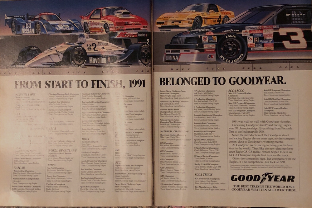 1991 Goodyear Racing Tires PRINT AD Start To Finish Street Eagle VTG 1990s