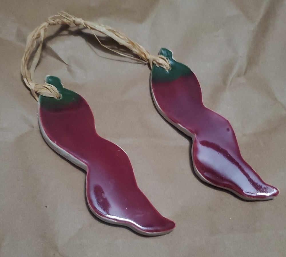 Vintage Red Hot Chili Peppers Ceramic Christmas Ornaments 4-3/4 Inch Glossy USA Made  