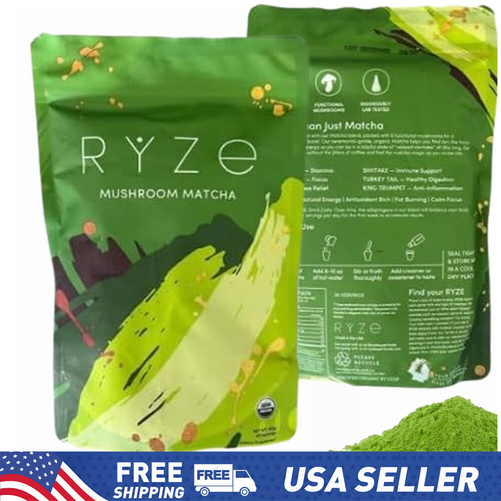 ORGANIC RYZE Mushroom Matcha Coffee, RYZE MUSHROOM MATCHA 180g-30 Servings US