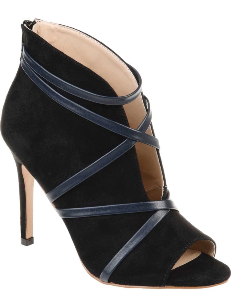 JOURNEE COLLECTION Womens Black Deep Slit Samara Stiletto Booties 6 M