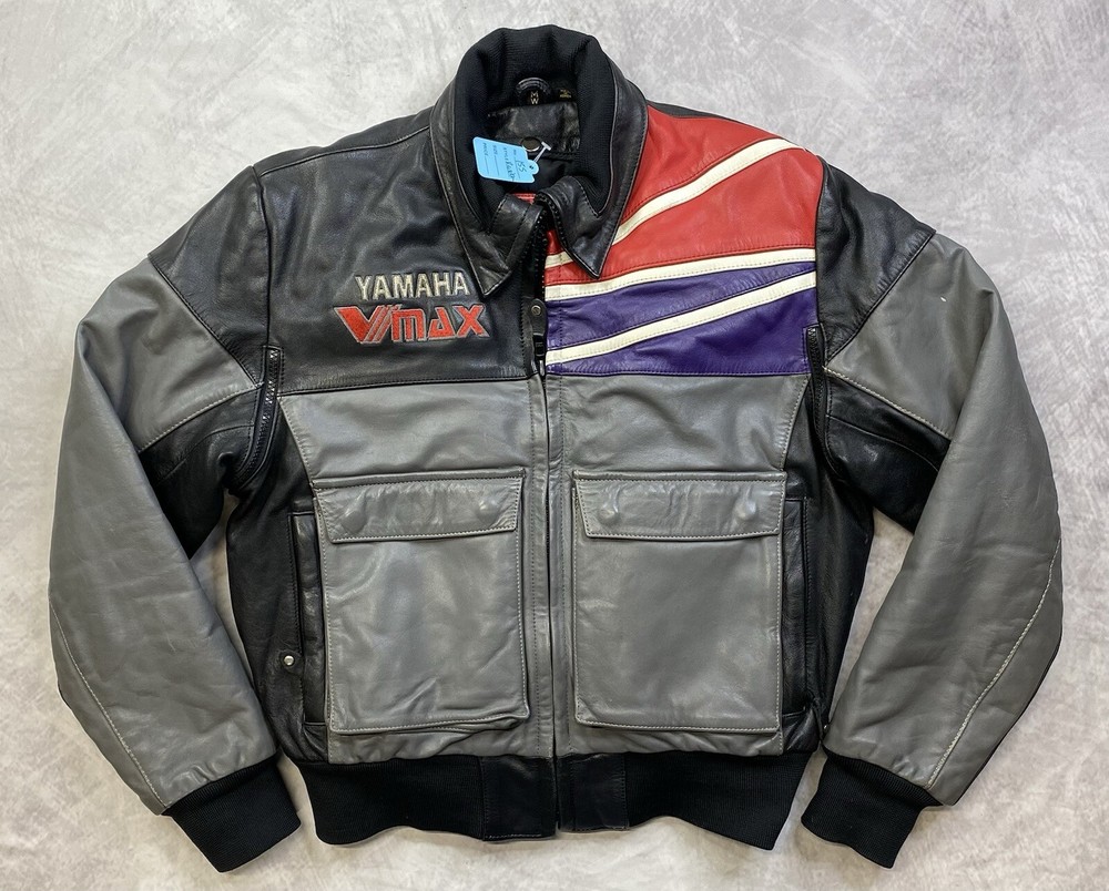 Vintage YAMAHA V Max Snowmobile Leather Jacket Embroidered Women’s Size Medium