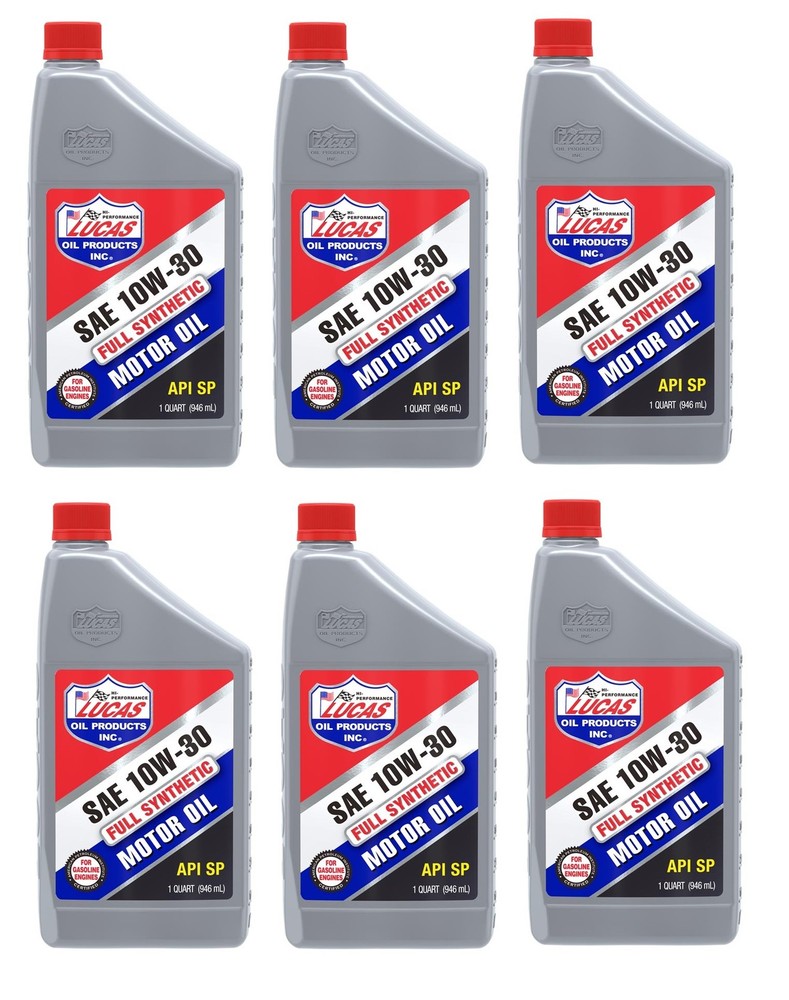 Lucas Oil 10050 Set of 6 Synthetic SAE 10W-30 High Mileage Motor Oil 1qt Bottles