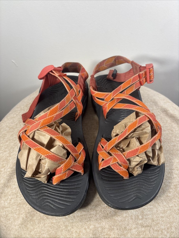 Chaco Womens Classic Orange Hook & Loop Hiking Sandals Size 7