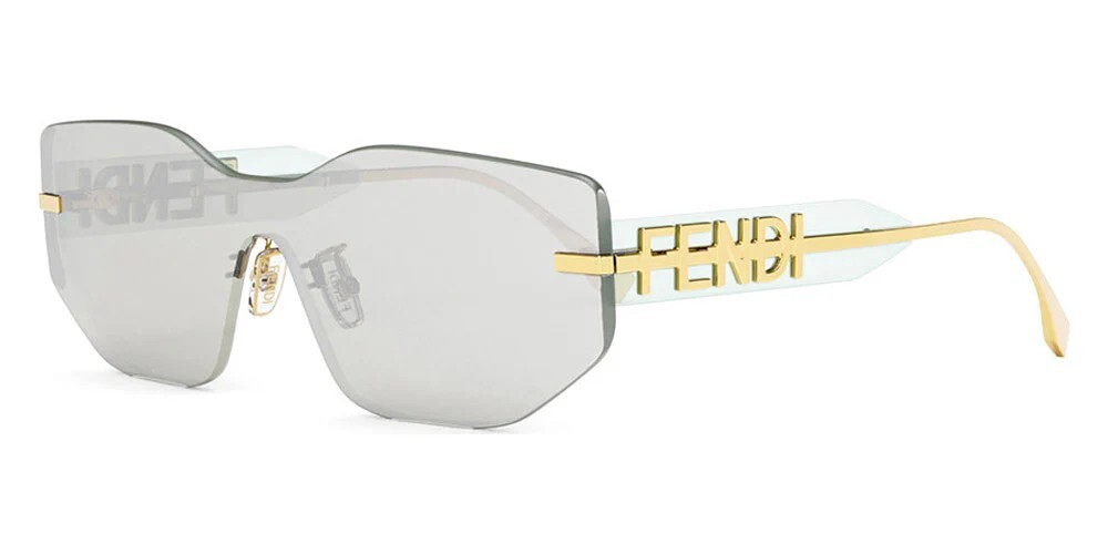 FENDI FE 40066U Technicolor Gold Clear Lens Unisex Mask Sunglasses