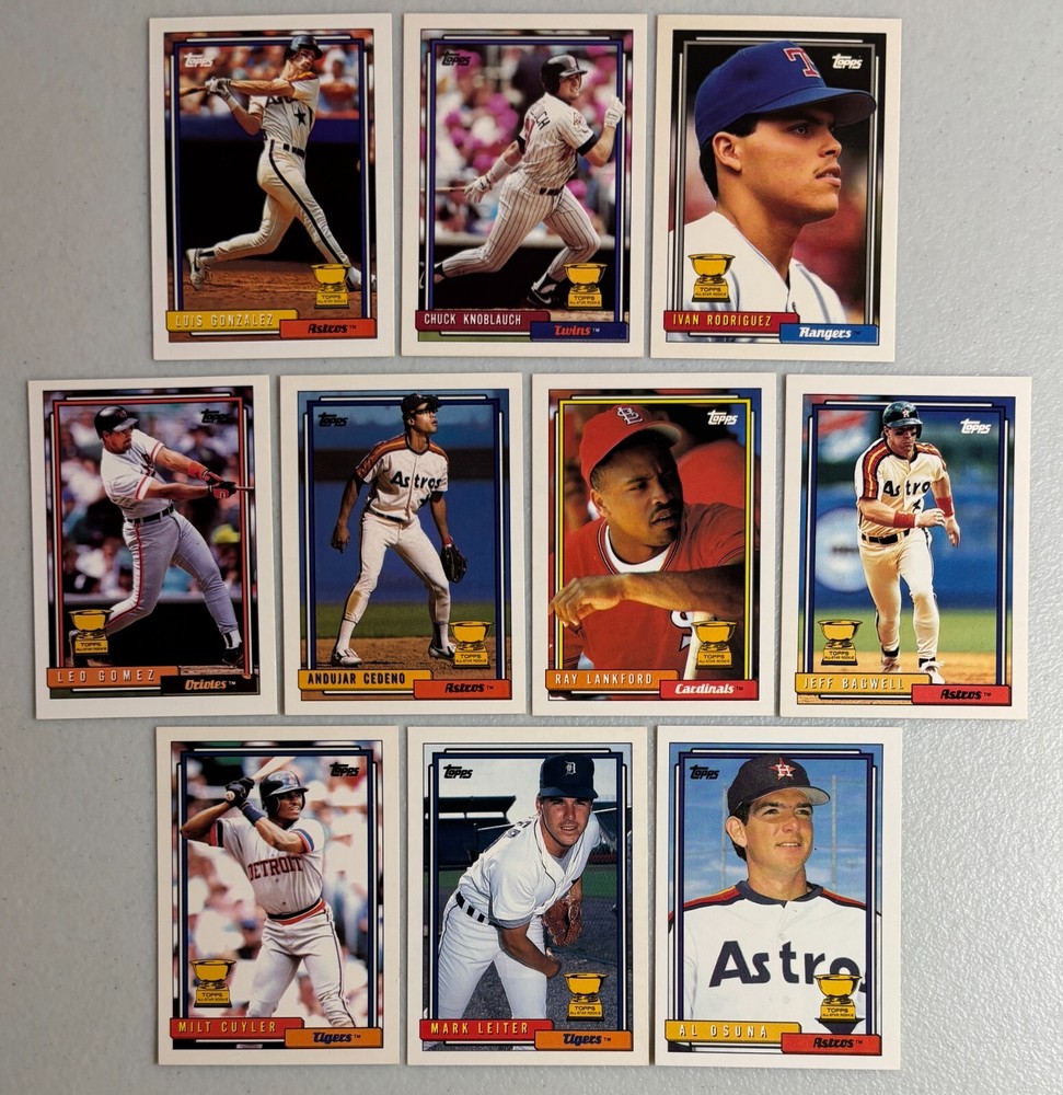 1992 Topps All Star Rookie Team 10-Card Gold Cup Subset w Rodriguez & Bagwell