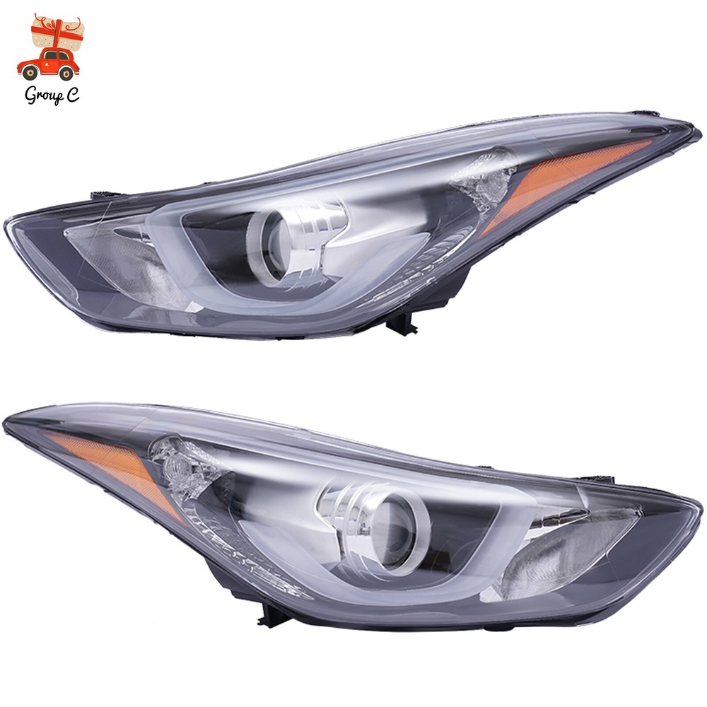 Pair Headlights with LED Projector Left+Right For 2014 2015 2016 Hyundai Elantra