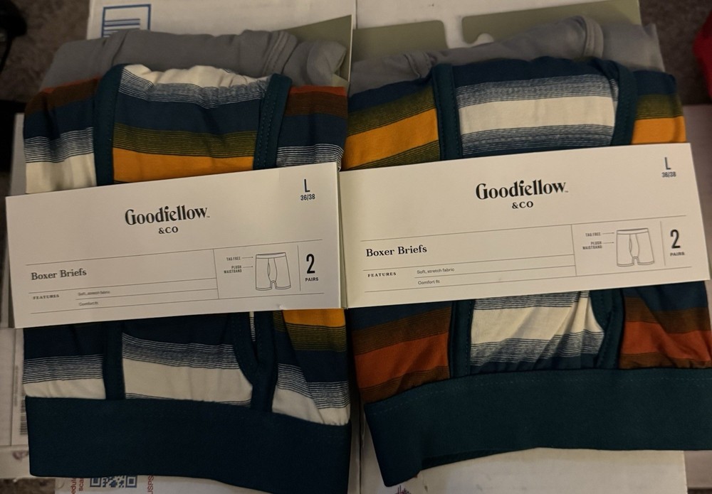 Goodfellow & Co Mens Teal Stripes Grey Boxer Briefs 4 Pack Size Large