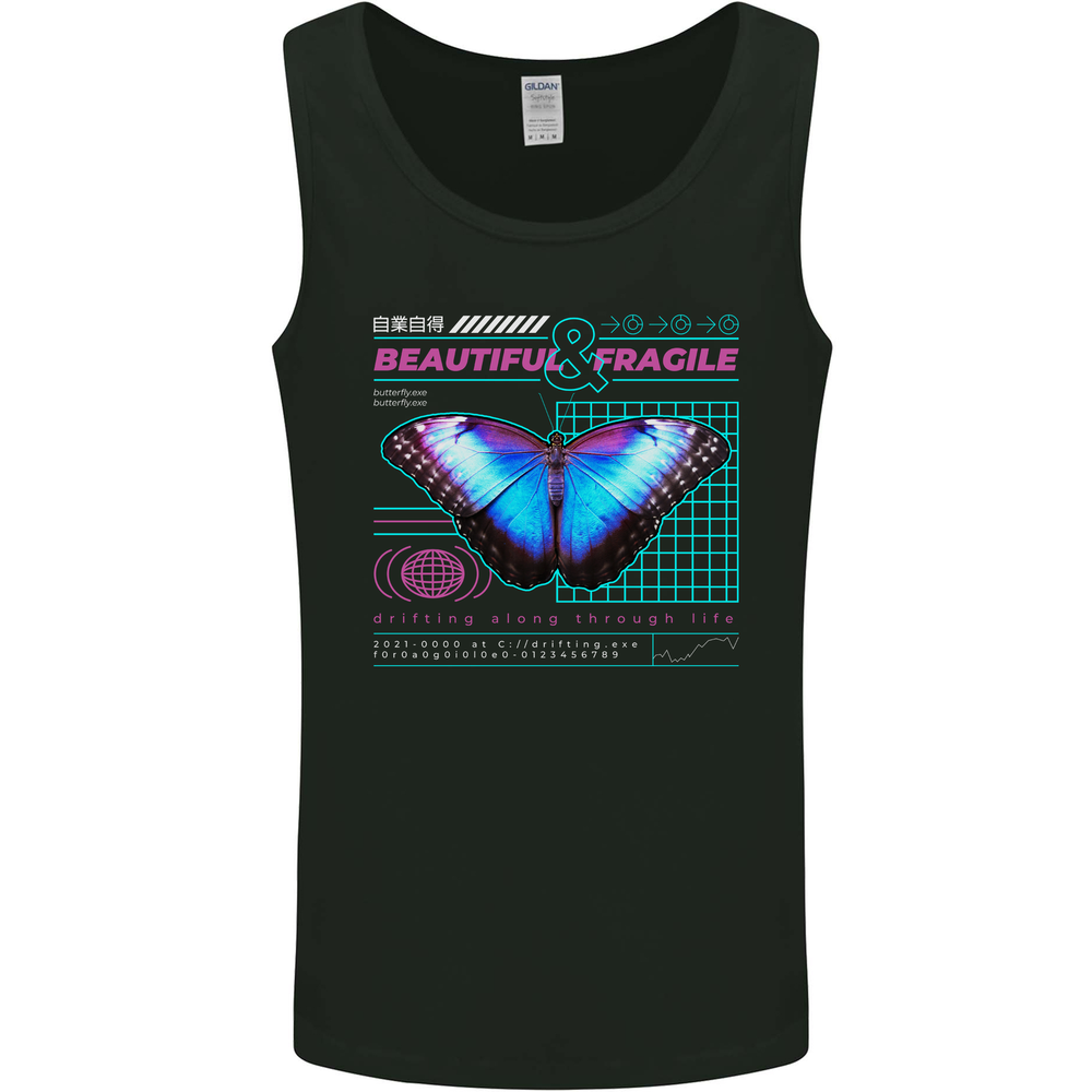 Beautiful & Fragile Butterfly Graphic Mens Vest Tank Top