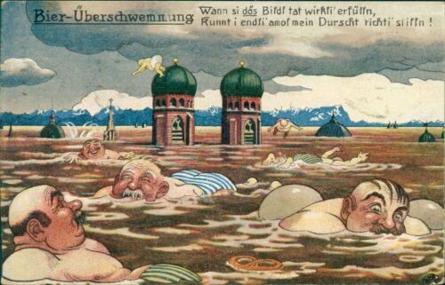 Ansichtskarte München Bier-Überschwemmung um 1920 Humor  (Nr.9545)