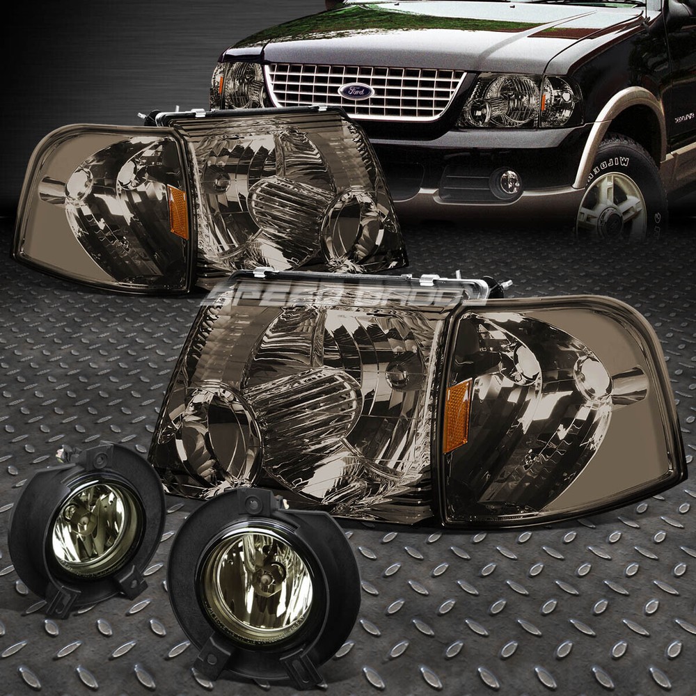 SMOKED HOUSING HEADLIGHT+CORNER+OE DRIVING FOG LIGHT FOR 02-05 FORD EXPLORER SUV