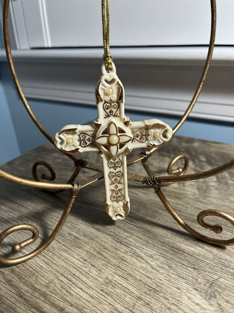 Lenox Florentine Porcelain Cross Holiday Christmas Ornament Decor