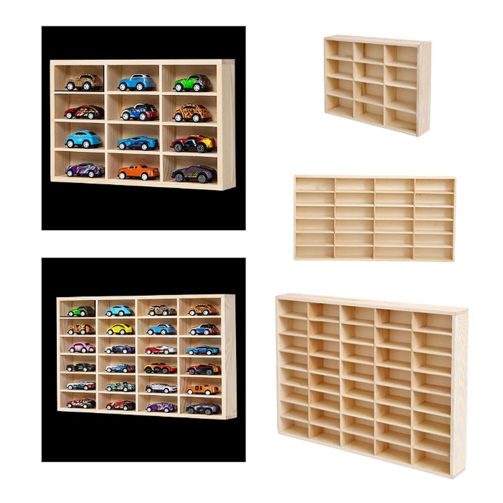 Wooden Storage Divider Box Tabletop Box for Collectibles Retail Diecast Toys