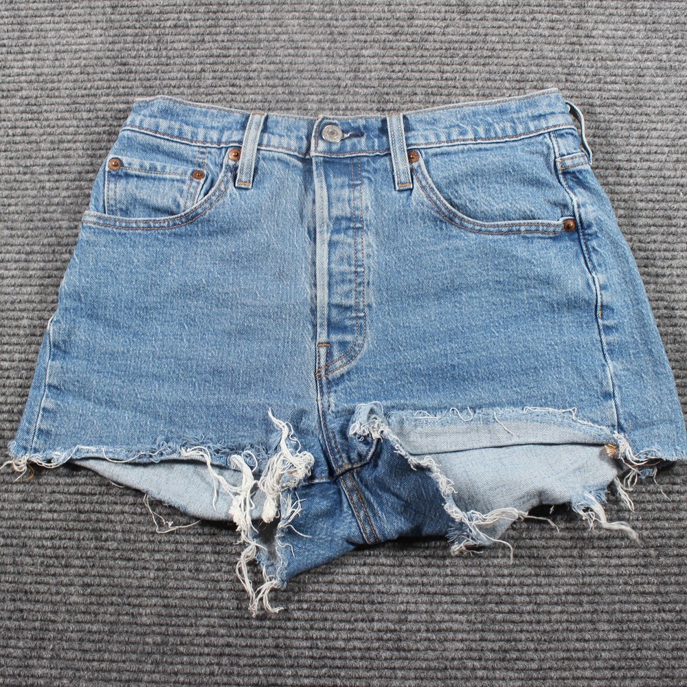 Levi’s Shorts Womens 28 Blue 501 Button Fly Raw Hem Distressed