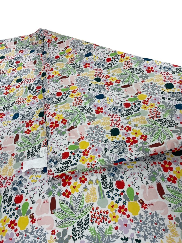 Kate Spade King Comforter Cat In The Garden Floral Bright Color Cottage 96”x110”