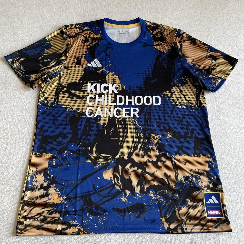 Adidas Men’s XL Marvel Kick Childhood Cancer Soccer Jersey HT3238
