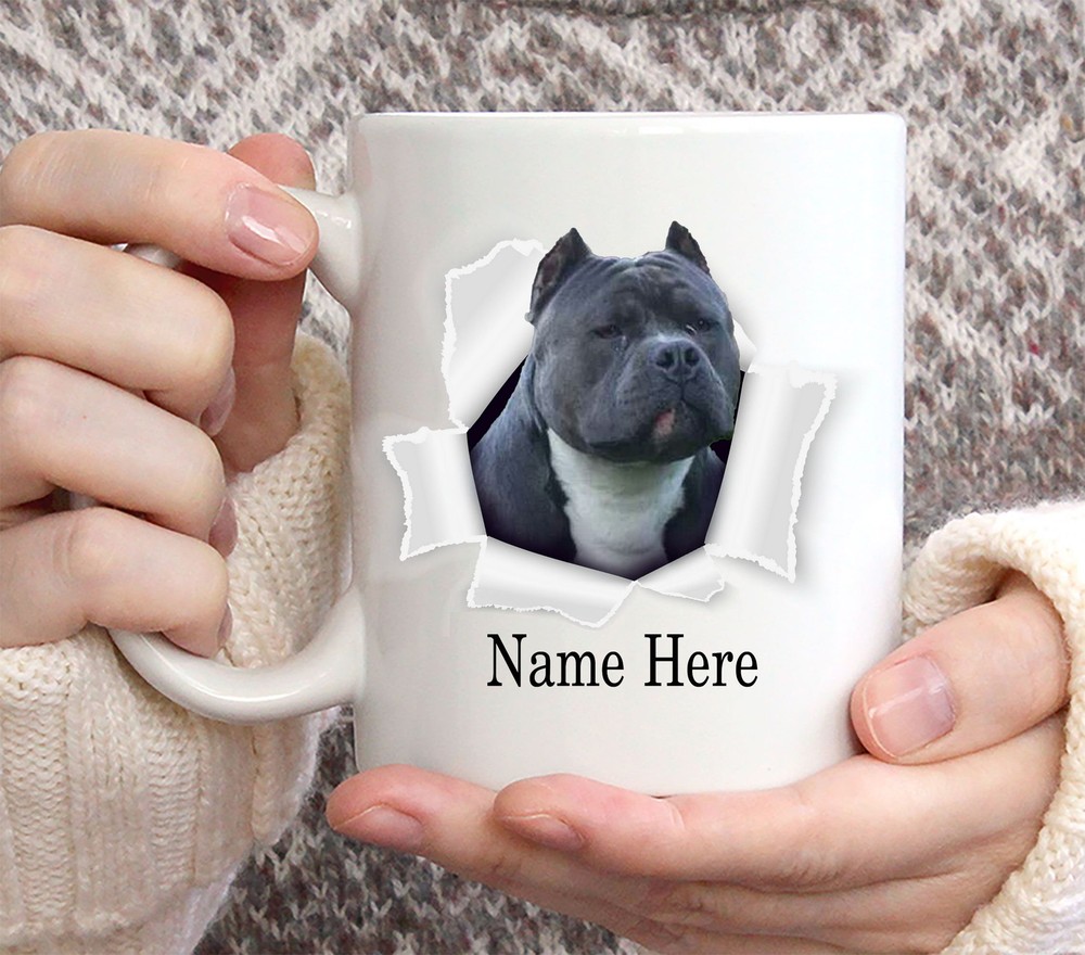 Funny Personalized Blue American Bully Custom Name Coffee Mug 11oz