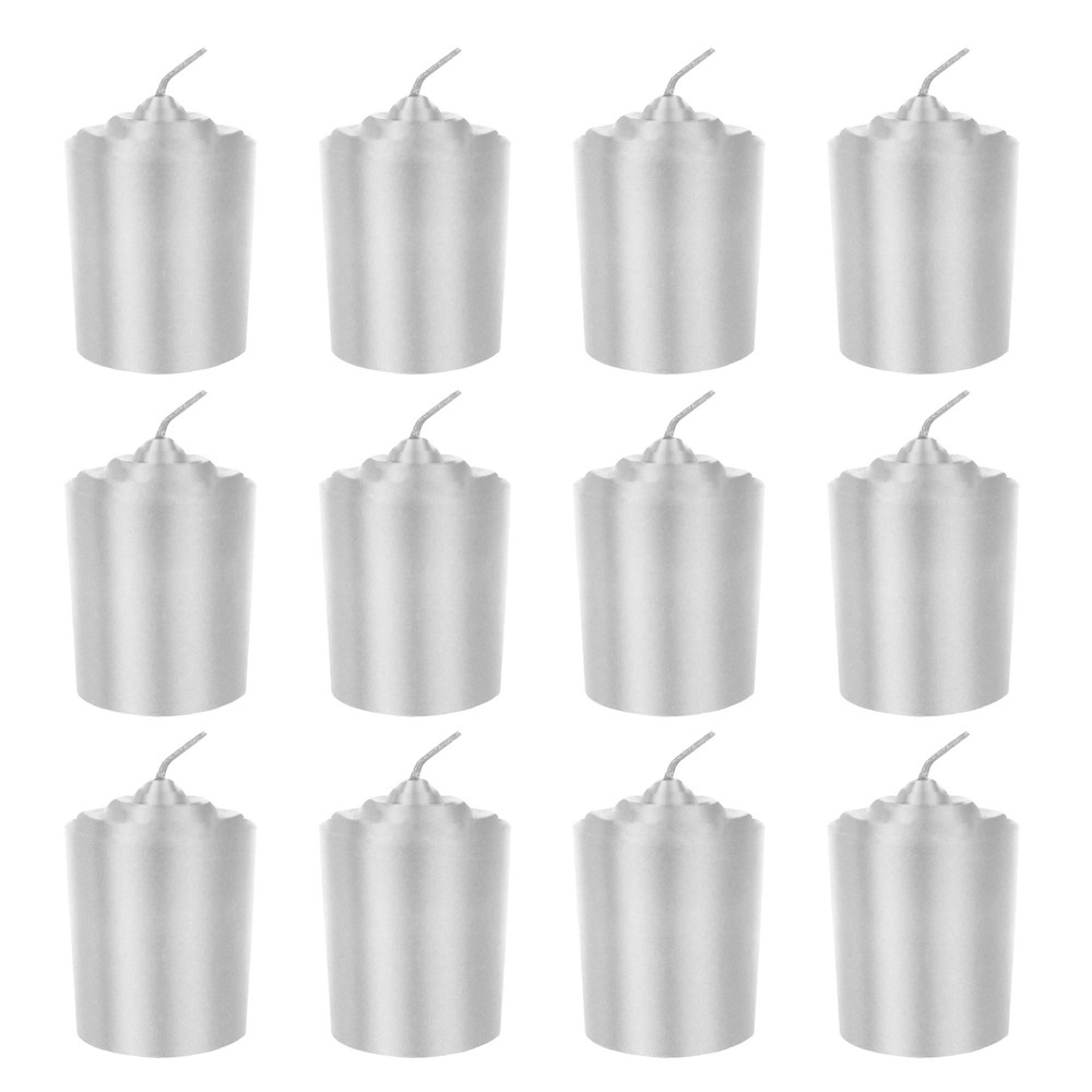Unscented Silver Votive Candles 15-Hour Burn Time Pack of 12