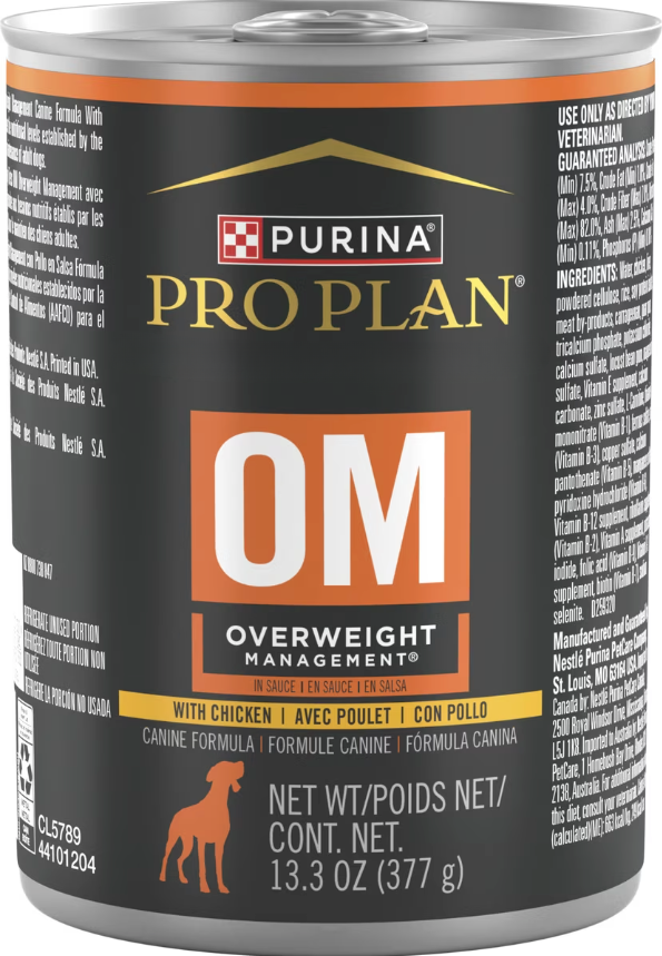 Purina Pro Plan OM Overweight Management Wet Dog Food, 12/13.3-oz
