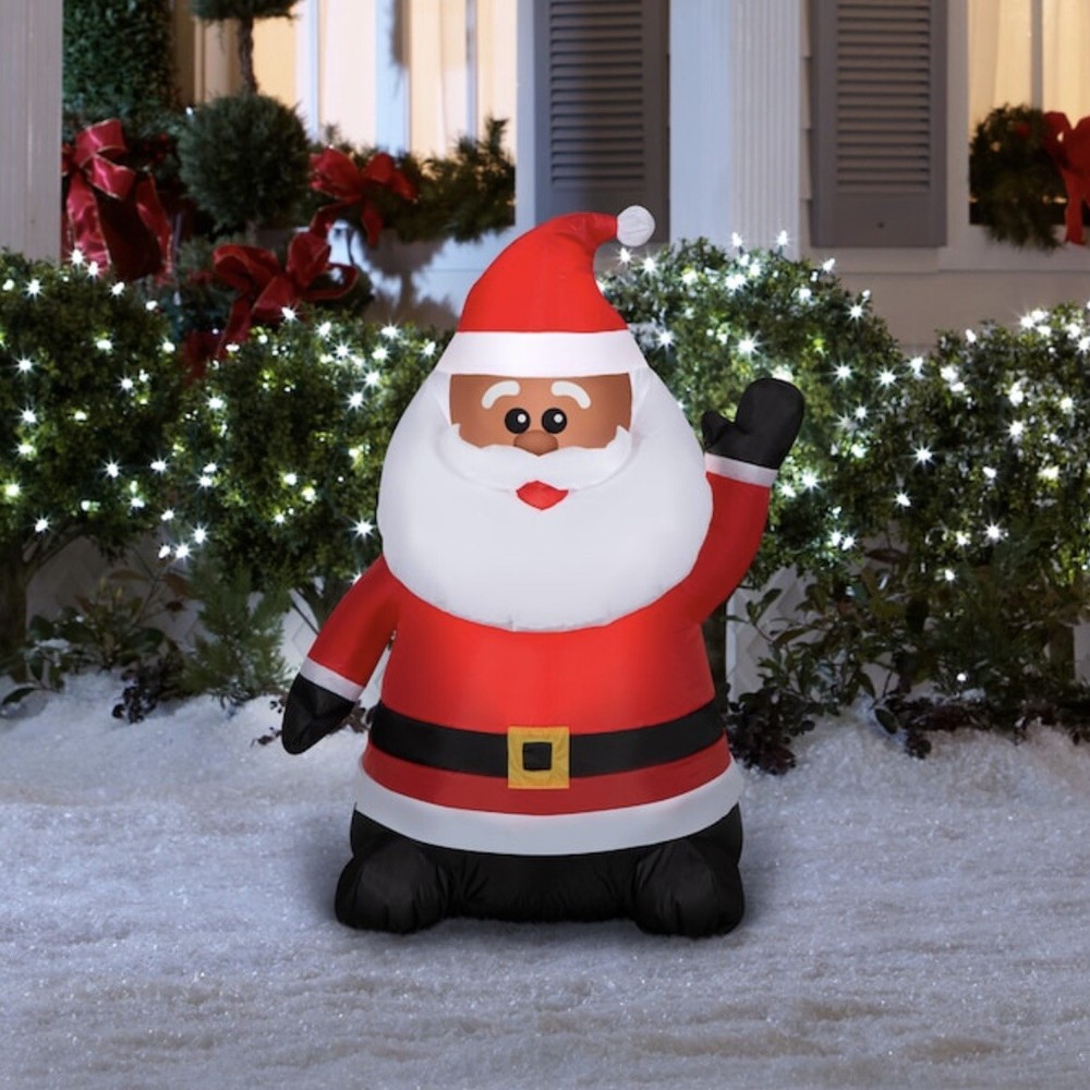Holiday Living 3.5 FT LED Santa Claus Dark Skin Tone Inflatable Yard Decor NEW