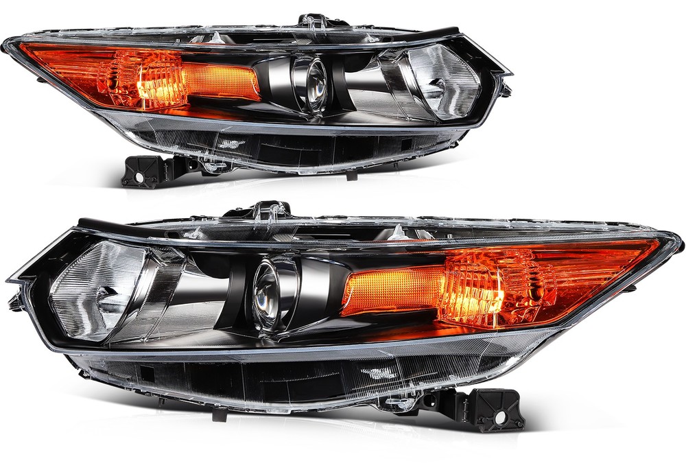 Left+Right Black Housing Headlights Assembly For 2009-2014 Acura TSX Headlamp