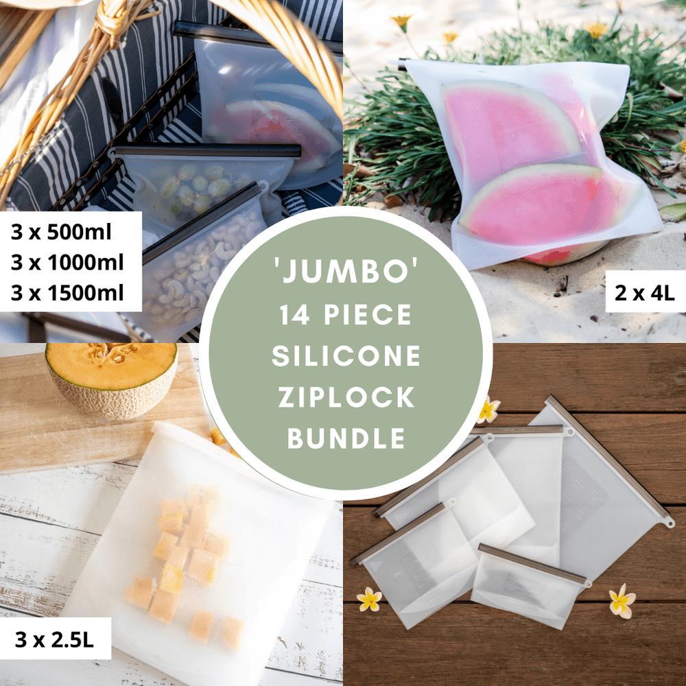 NNEDSZ Jumbo Silicone Zip Lock Eco Friendly Reusable Food Storage Bag Bundle  