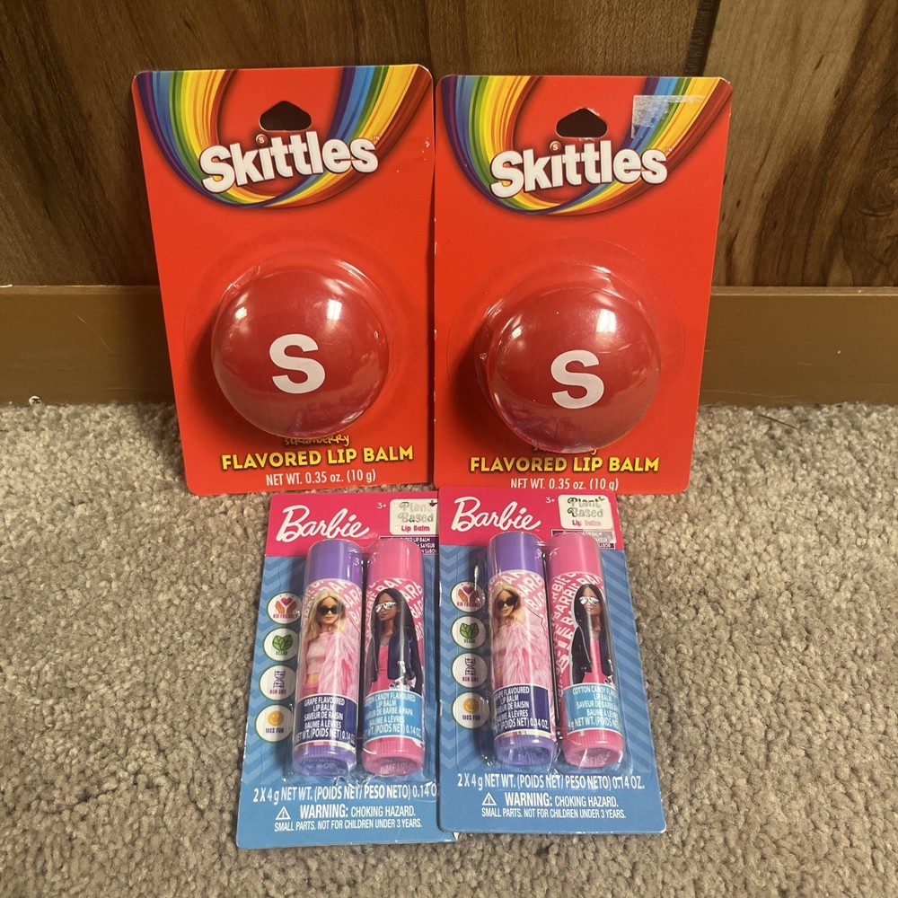 Skittles Strawberry and Barbie Lip Balm Set of 4