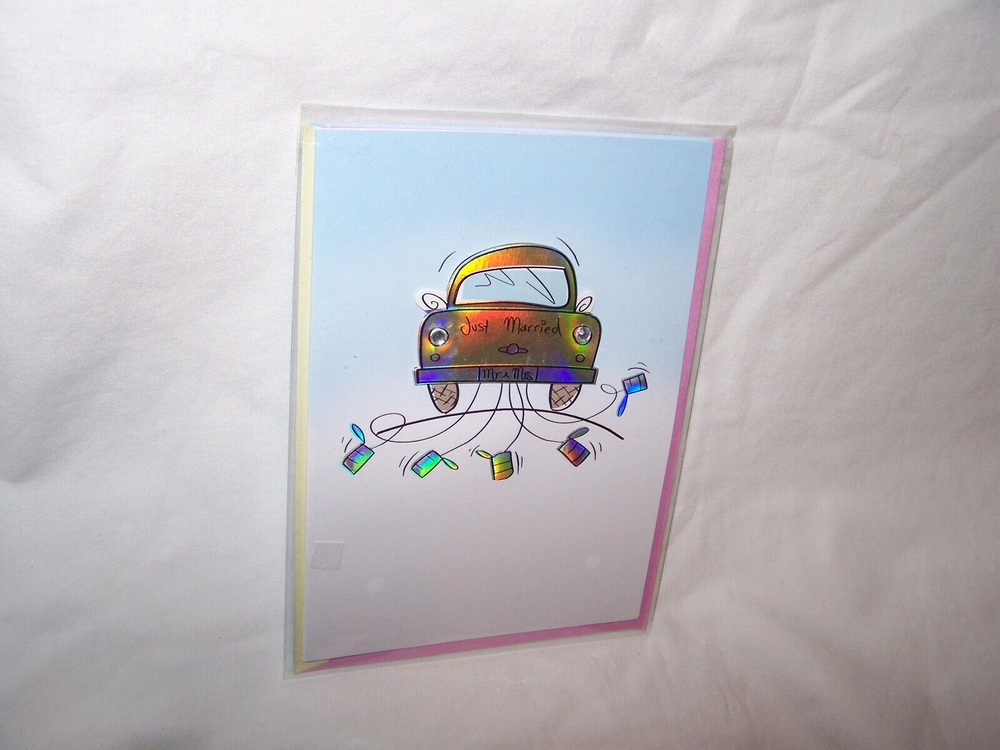Paper Magic Group Wedding Greeting Card & Envelope ~ Just Married Mr. and Mrs.