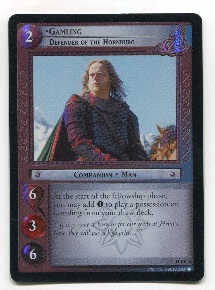 Lord Of The Rings CCG Shadows Rare Foil Card 11RF12 Gamling Defender