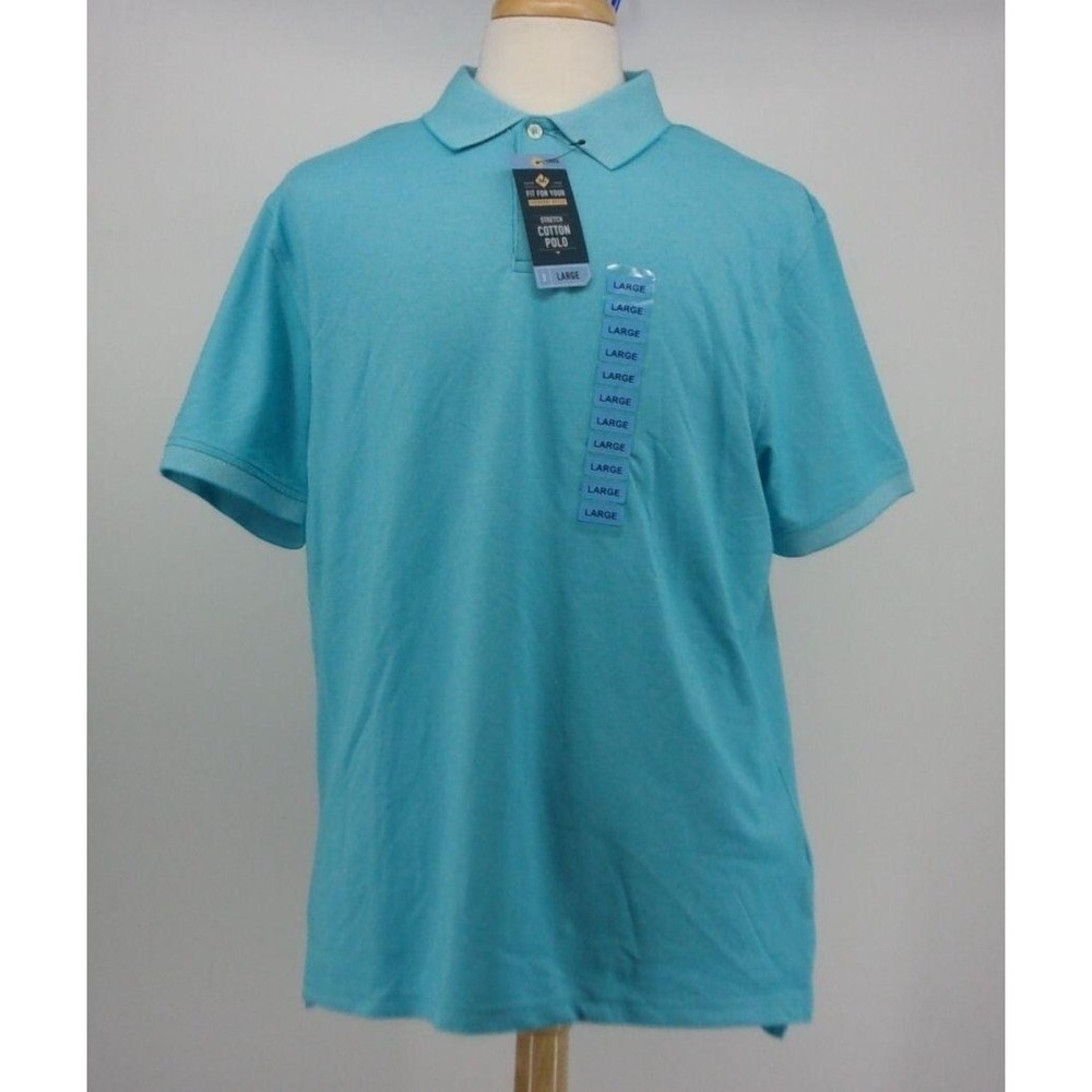 Members Mark Stretch Cotton Pool Blue Polo Shirt Men's Size Large New With Tags-image