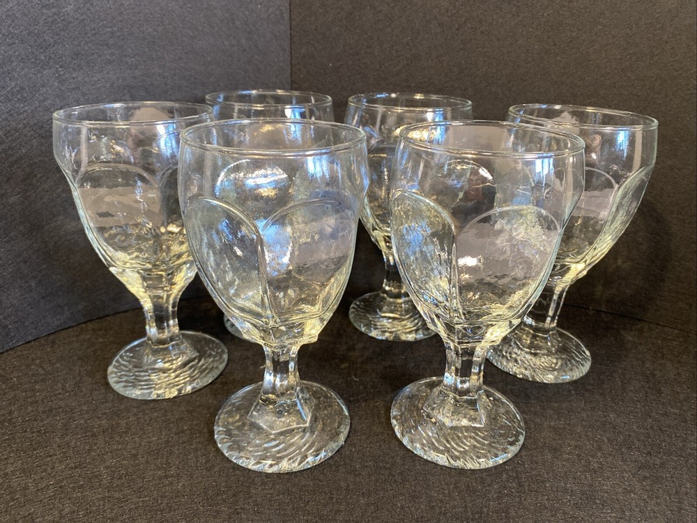 Libbey Chivalry Clear 10oz Glass Goblets Set of 6 Vintage Barware USA
