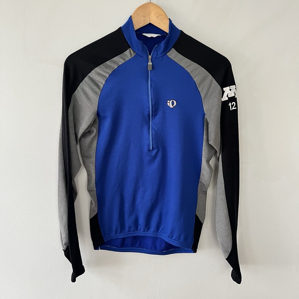 Pearl Izumi Womens M Long Sleeve Cycling Jersey Blue Black Grey U of MN Logo