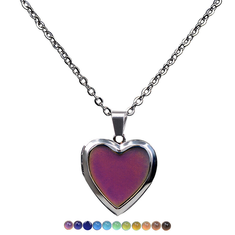 Mood Necklaces Heart Pendant Necklace Temperature Control Color Change Neckl*a5
