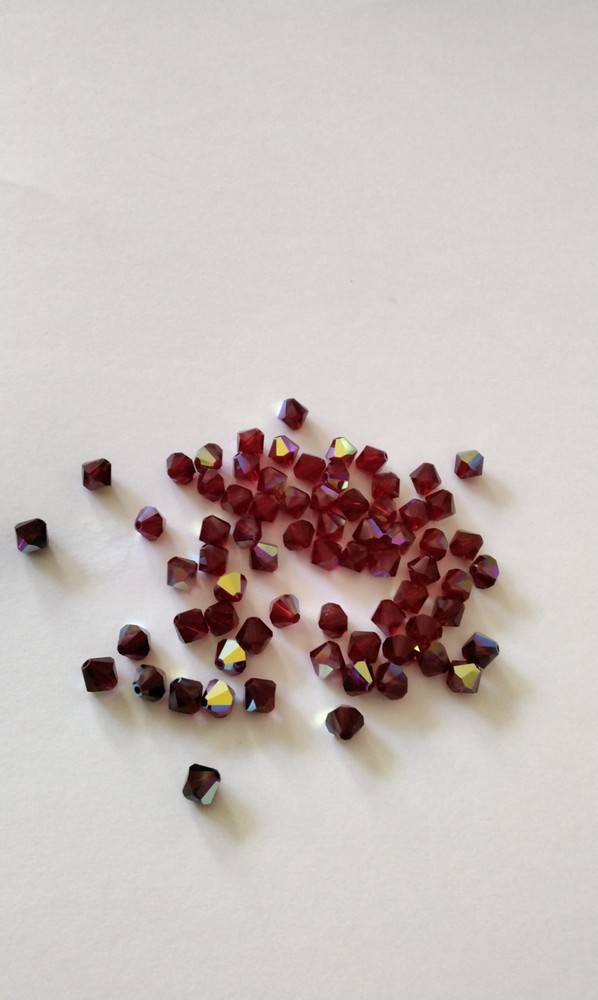 Genuine Swarovski Crystal Loose Beads, Deep Red Bicones, Qty. 69