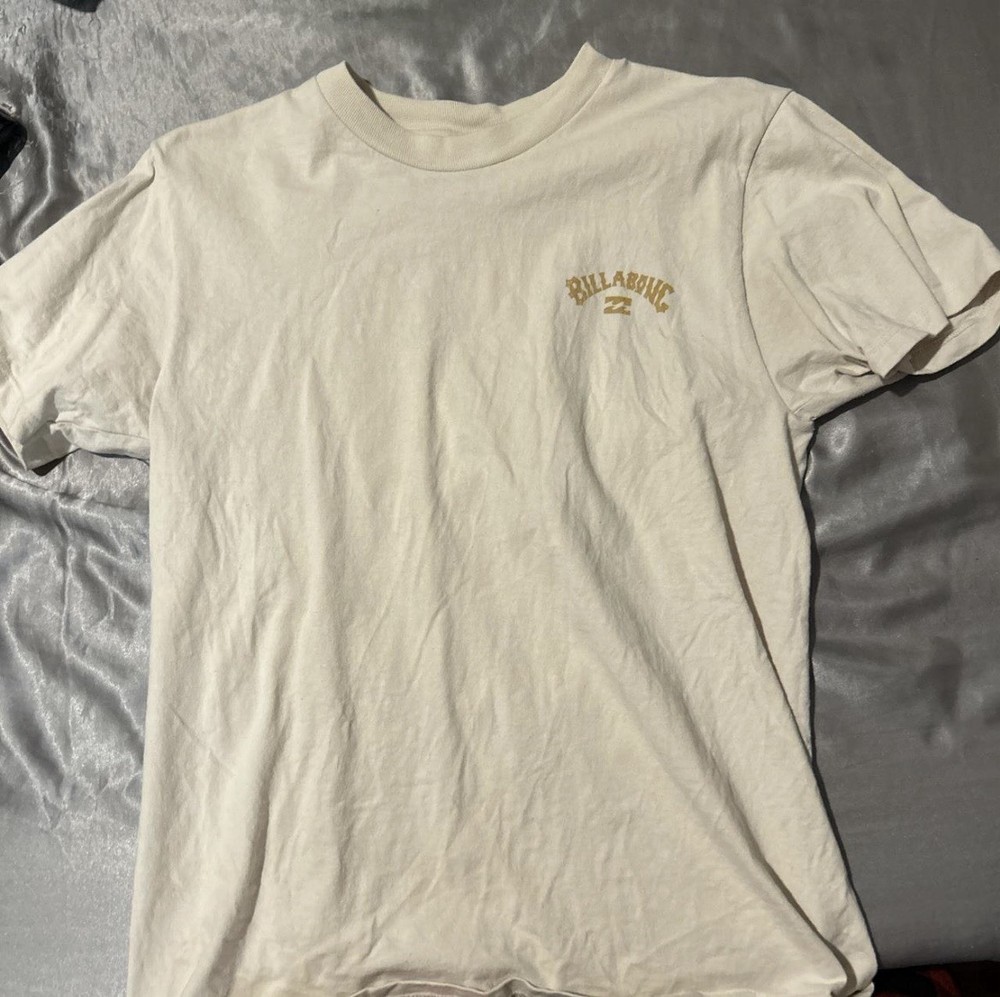 Billabong Men's Beige Logo Graphic Cotton Knit T-Shirt Size S Short Sleeve