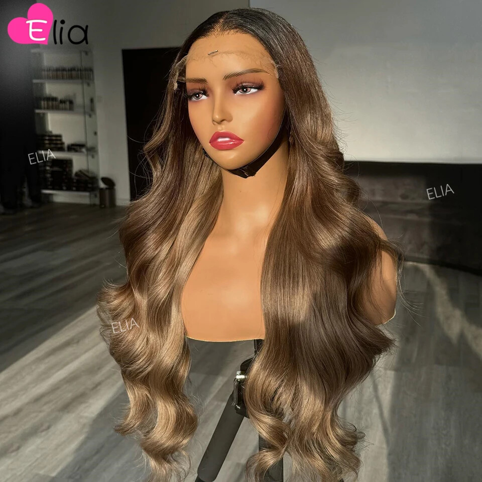 1B Grey Brown Body Wave Lace Front Human Hair Wig for Women 5x7 Lace Closure Wig